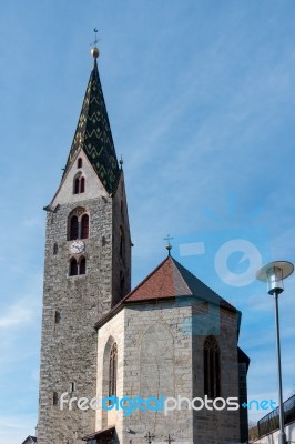 Belfry Of The Parish Church In Villanders Stock Photo