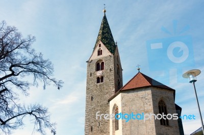 Belfry Of The Parish Church In Villanders Stock Photo