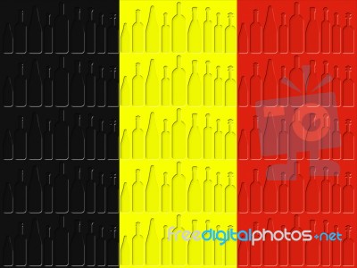 Belgium Flag Represents Nationality Wine-glass And Winery Stock Image