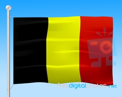 Belgium Flag Shows Euro Belgian And Patriot Stock Image