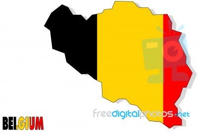 Belgium Map With Flag Stock Image