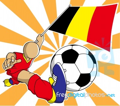 Belgium Soccer Player  Cartoon Stock Image