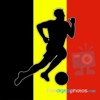 Belgium Soccer Shows Waving Flag And European Stock Image
