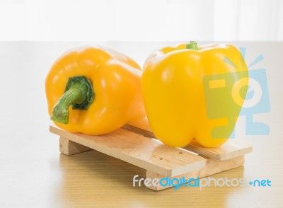 Bell Peppers Wood Tray Stock Photo