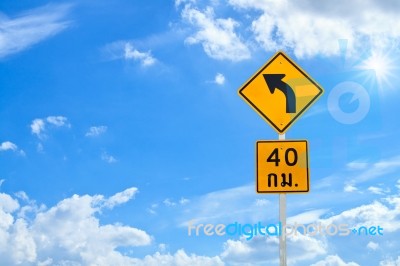 Bend In Road Sign Stock Photo