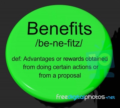 Benefits Definition Button Stock Image