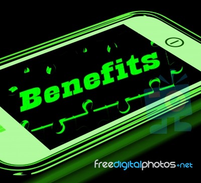 Benefits On Smartphone Showing Messages Bonus Stock Image