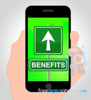 Benefits Online Shows Bonus Cellphone 3d Illustration Stock Image
