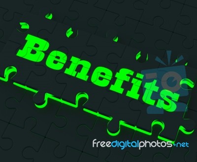 Benefits Puzzle Showing Monetary Compensation Stock Image
