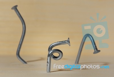 Bent Nails Stock Photo
