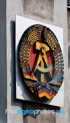 Berlin - Emblem Of Former German Democratic Republic Stock Photo