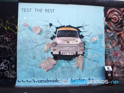 Berlin Germany: Berlin Wall Graffiti East Side Gallery Stock Photo