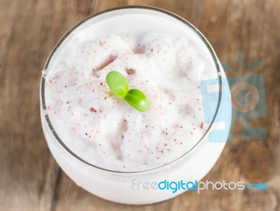 Berry Rice Milk Frappe Homemade Drink Stock Photo