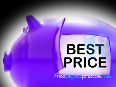 Best Price Piggy Bank Message Shows Great Savings Stock Image