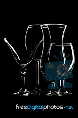 Beverage Glassware On Black Background Stock Photo Beverage Glassware On Black Background Stock Photo