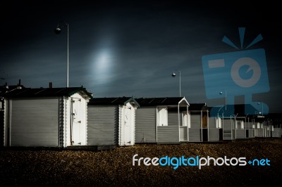 Bexhill-on-sea, East Sussex/uk - January 11 : Beach Huts In Bexh… Stock Photo