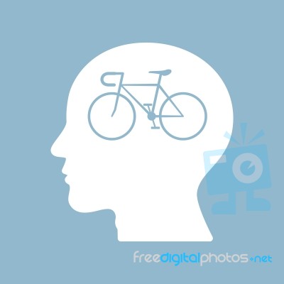 Bicycle Brain Think Man Head Stock Image