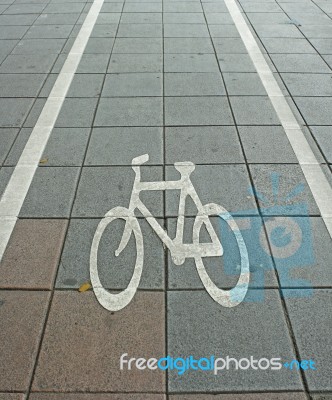 Bicycle Lane Symbol Stock Photo