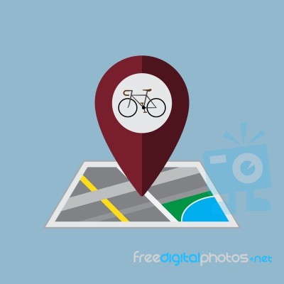 Bicycle Map Pin Stock Image