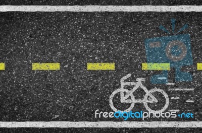 Bicycle Road And Asphalt Background Texture With Some Fine Grain… Stock Image