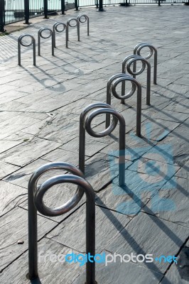 Bicycle Stand In Cardiff Stock Photo