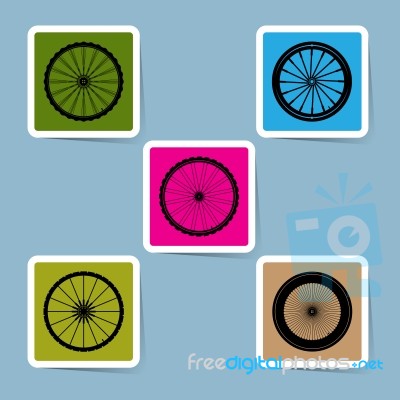 Bicycle Wheel Icon Set Stock Image
