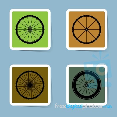 Bicycle Wheel Icon Set Stock Image