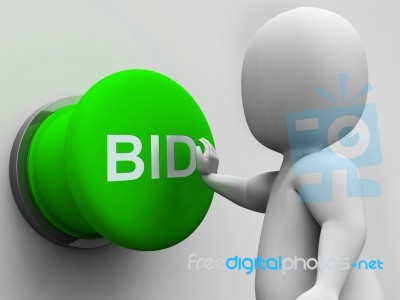 Bid Button Shows Auction Bidding And Reserve Stock Image