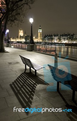 Big Ben And The Bench Stock Photo