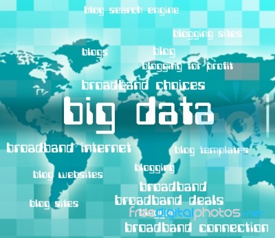 Big Data Meaning Huge Knowledge And Words Stock Image