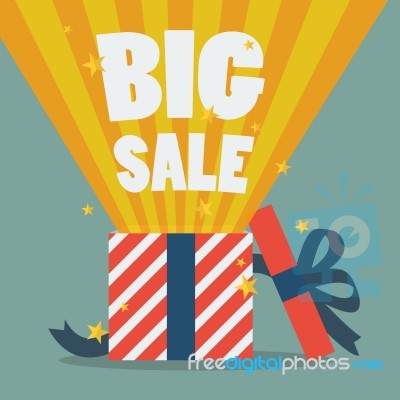 Big Sale With A Christmas Gift Box Stock Image