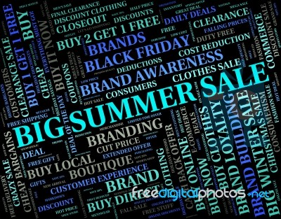 Big Summer Sale Represents Huge Sales And Bargain Stock Image