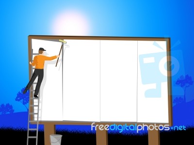 Billboard Sign Represents Blank Space And Advert Stock Image