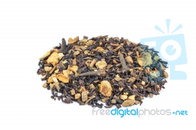 Biological Mixed Brown Tea With Herbs Stock Photo