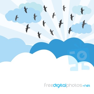 Birds Fly On The Sky Stock Image