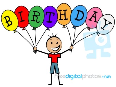 Birthday Balloons Indicates Congratulations Congratulating And Childhood Stock Image
