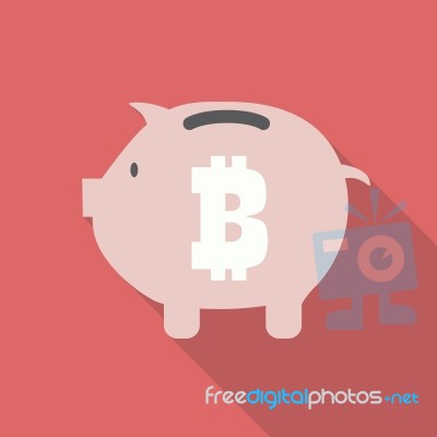 Bitcoin Piggy Bank Stock Image