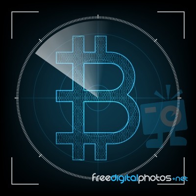 Bitcoin With Radar Screen Stock Image