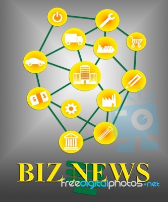 Biz News Means Commercial Journalism And Headlines Stock Image