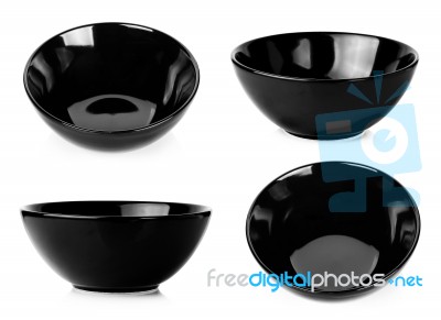 Black Bowl Isolated On A White Background Stock Photo