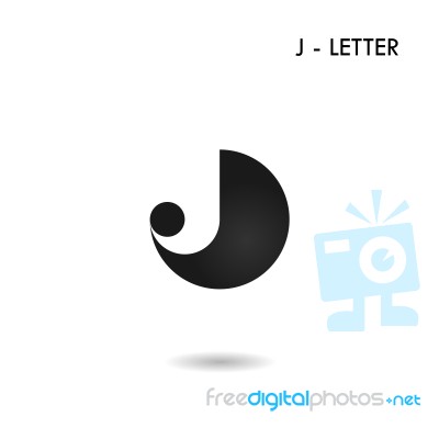 Black Circle Sign And Creative J-letter Icon Abstract Logo Stock Image