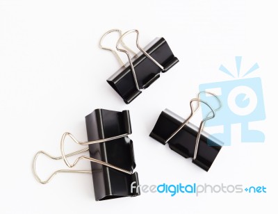 Black Clips For Paper Stock Photo