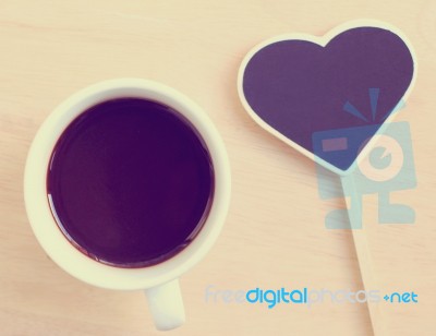 Black Coffee And Heart Shape Blackboard Stock Photo