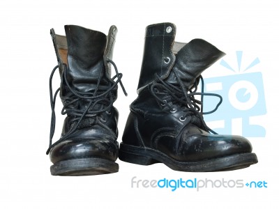 Black Combat Boots Stock Photo
