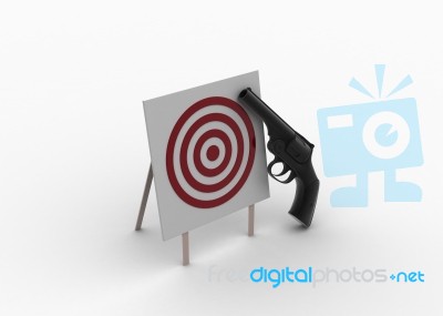 Black Gun With Target Board Stock Image