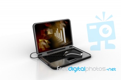Black Laptop And Mouse Stock Image