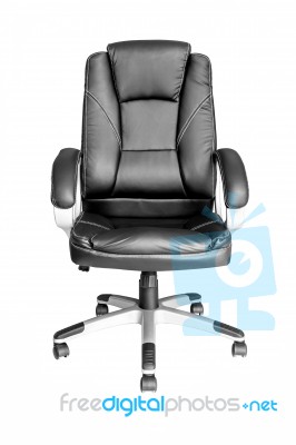 Black Leather Managers Office Swivel Chair Stock Photo