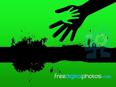 Black Line Background Means Adult And Child Handprint
 Stock Image