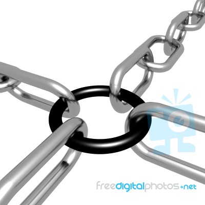 Black Link Chain Shows Strength Security Stock Image