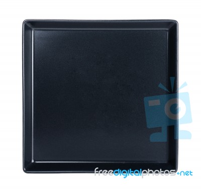 Black Plate Isolated On A White Background Stock Photo